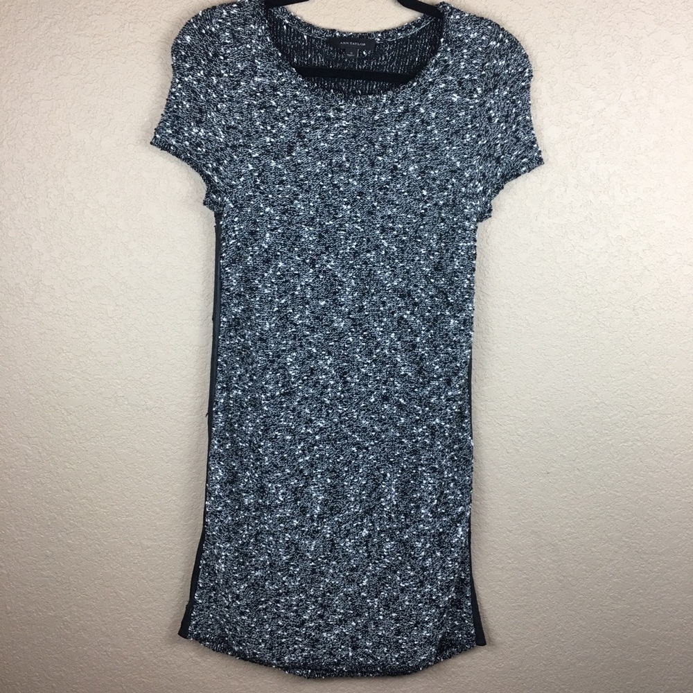 ann taylor • dress • short sleeve • leather accent